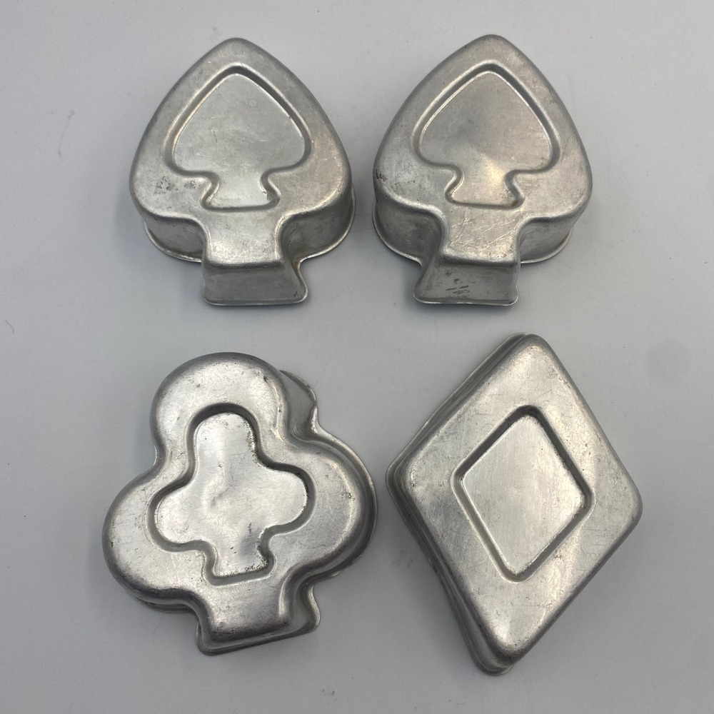 Vintage‎ Aluminum Playing Card Suit Molds Set of 4 Spades Club Diamond Casino